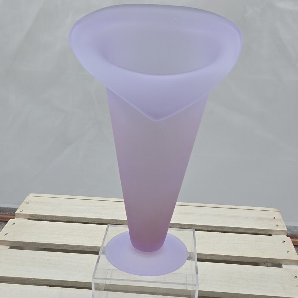 Unmarked Frosted Purple Glass Vase